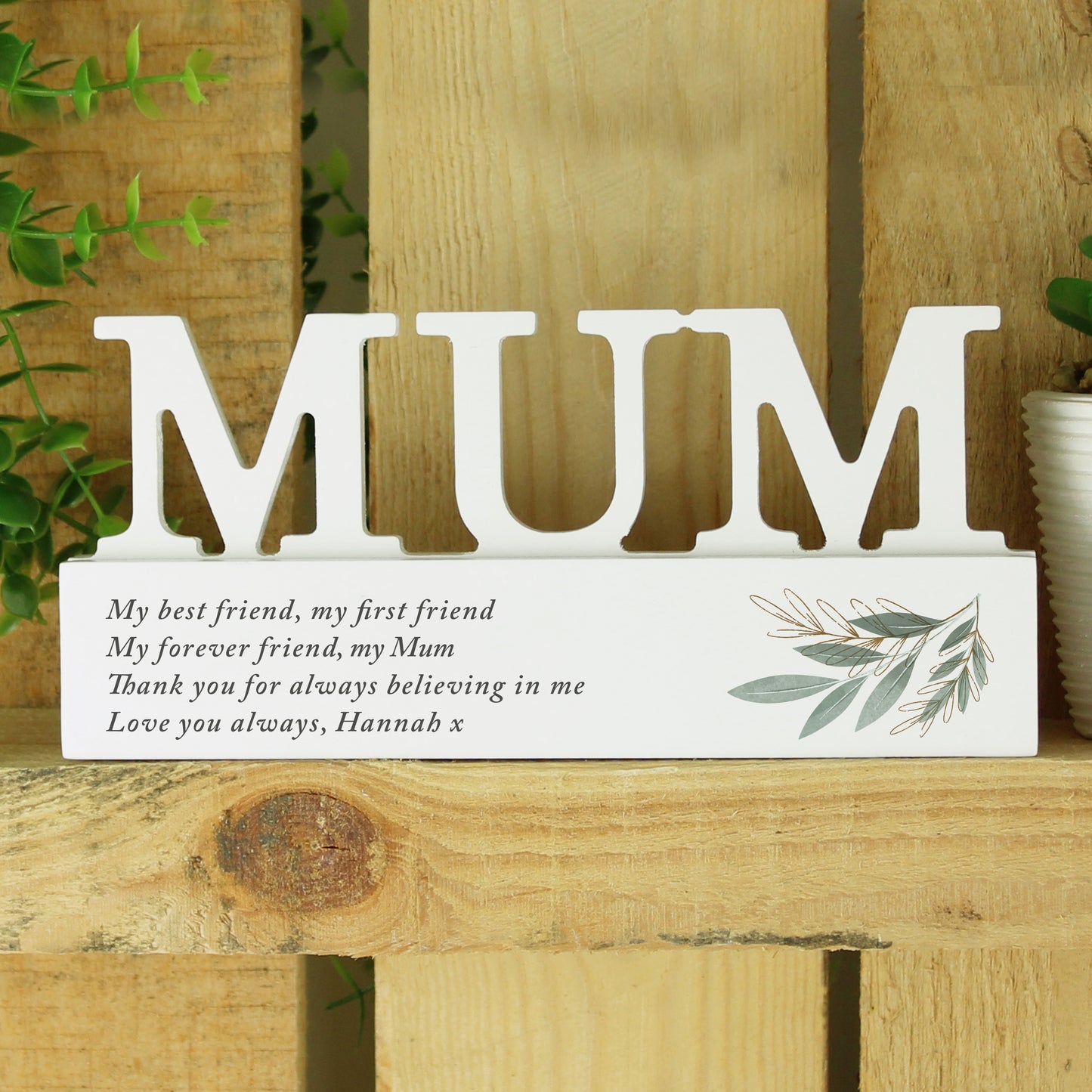 Personalised Botanical Wooden Mum Ornament - MK&JD Gifts