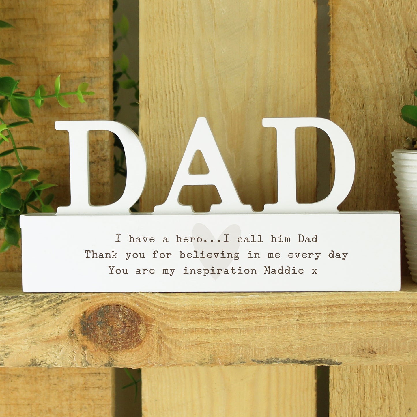 Personalised Free Text Heart Wooden Dad Ornament - MK&JD Gifts