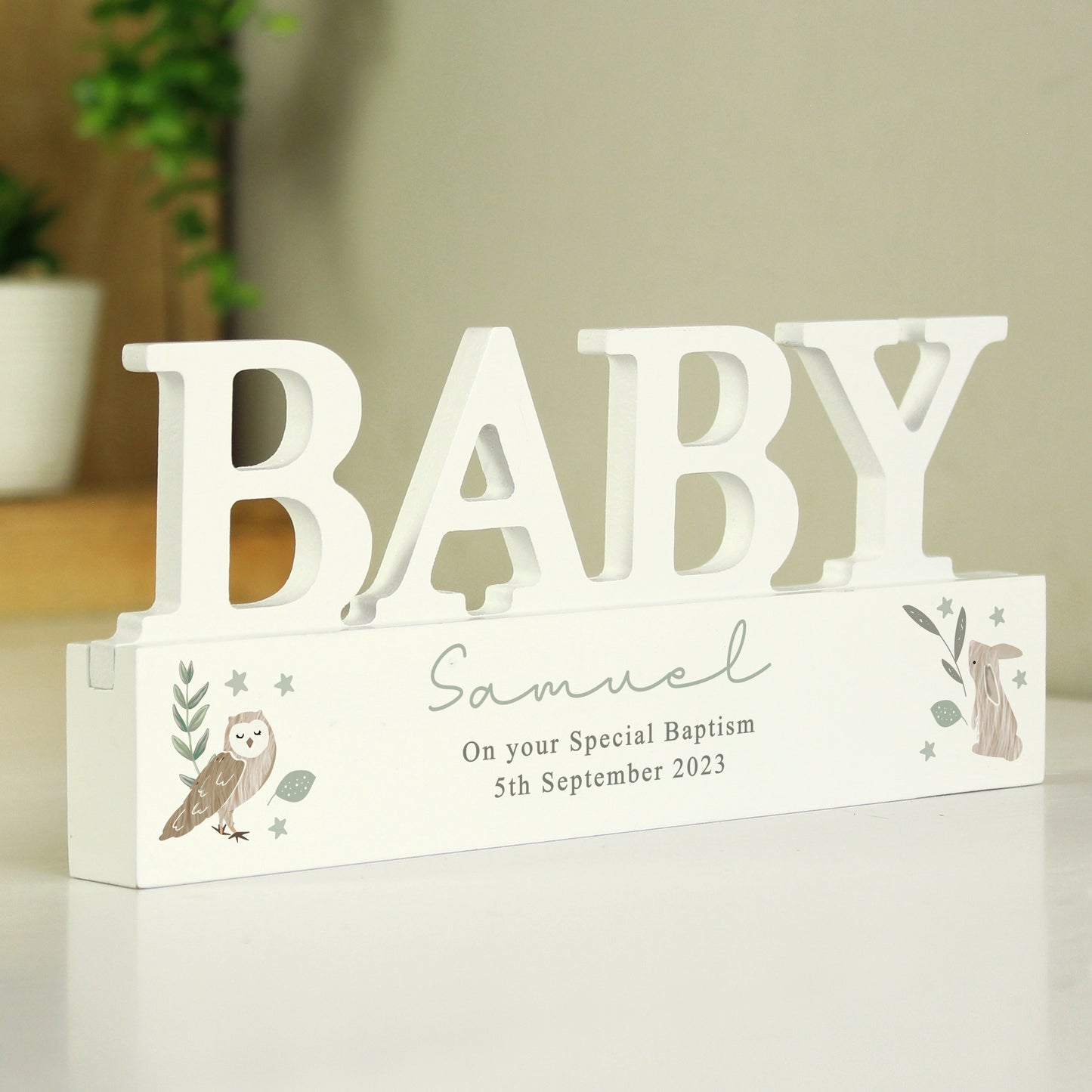 Personalised Woodland Wooden Baby Ornament - MK&JD Gifts