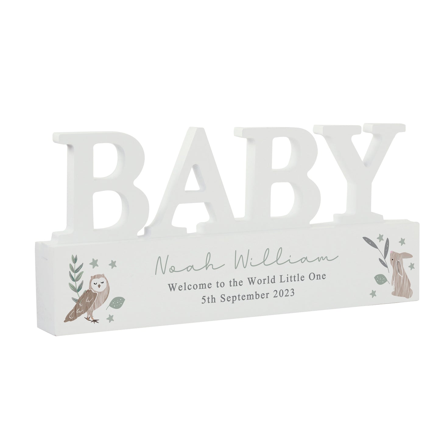 Personalised Woodland Wooden Baby Ornament - MK&JD Gifts