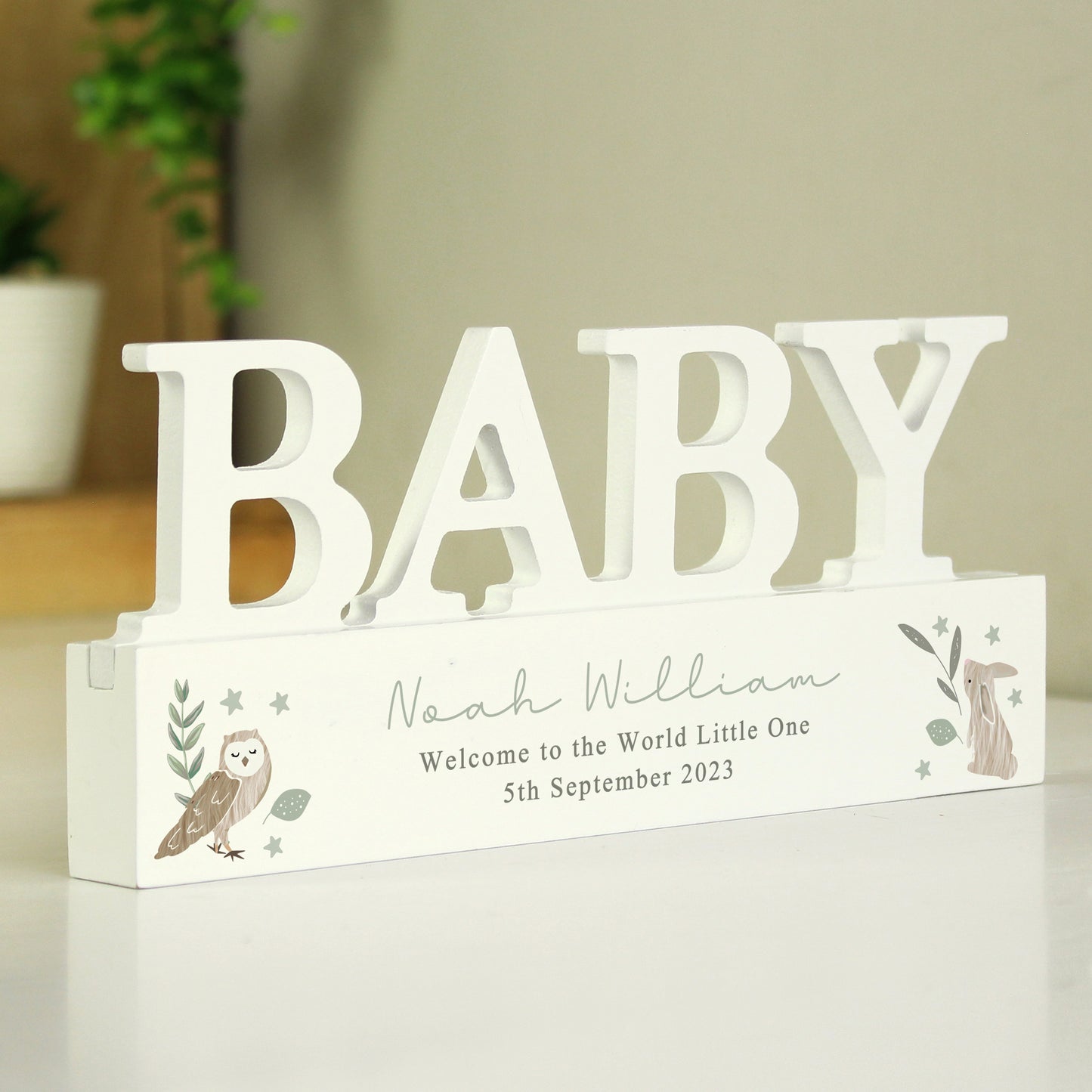Personalised Woodland Wooden Baby Ornament - MK&JD Gifts