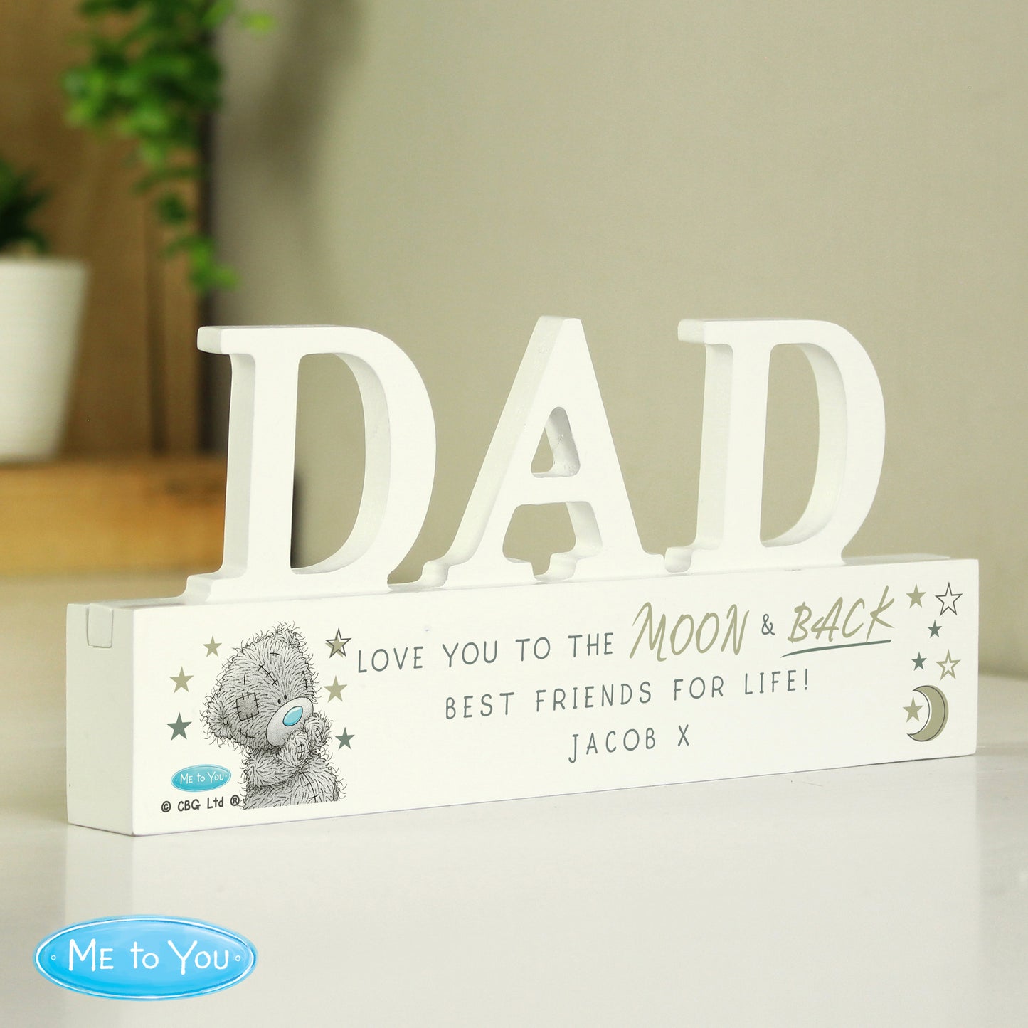 Personalised Me To You Moon and Back Wooden Dad Ornament - MK&JD Gifts