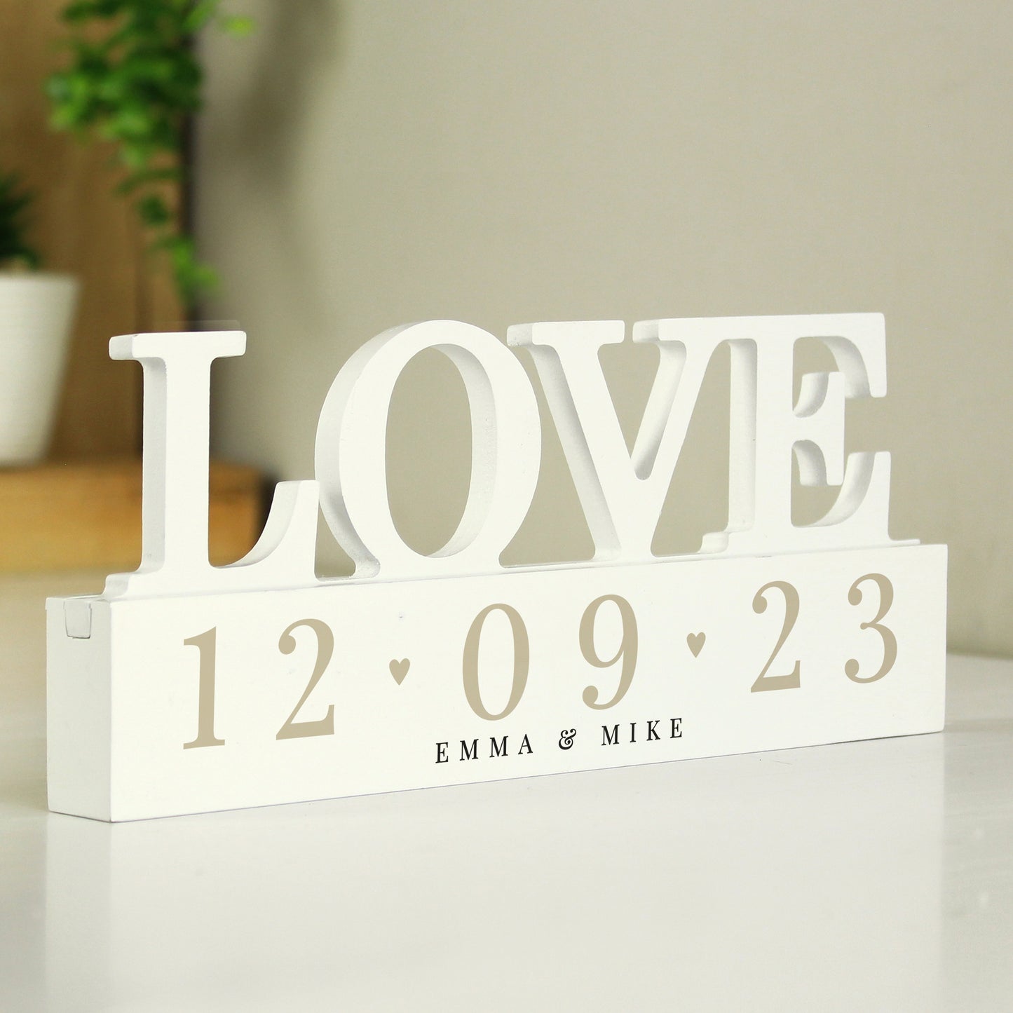 Personalised Special Date Wooden Love Ornament - MK&JD Gifts