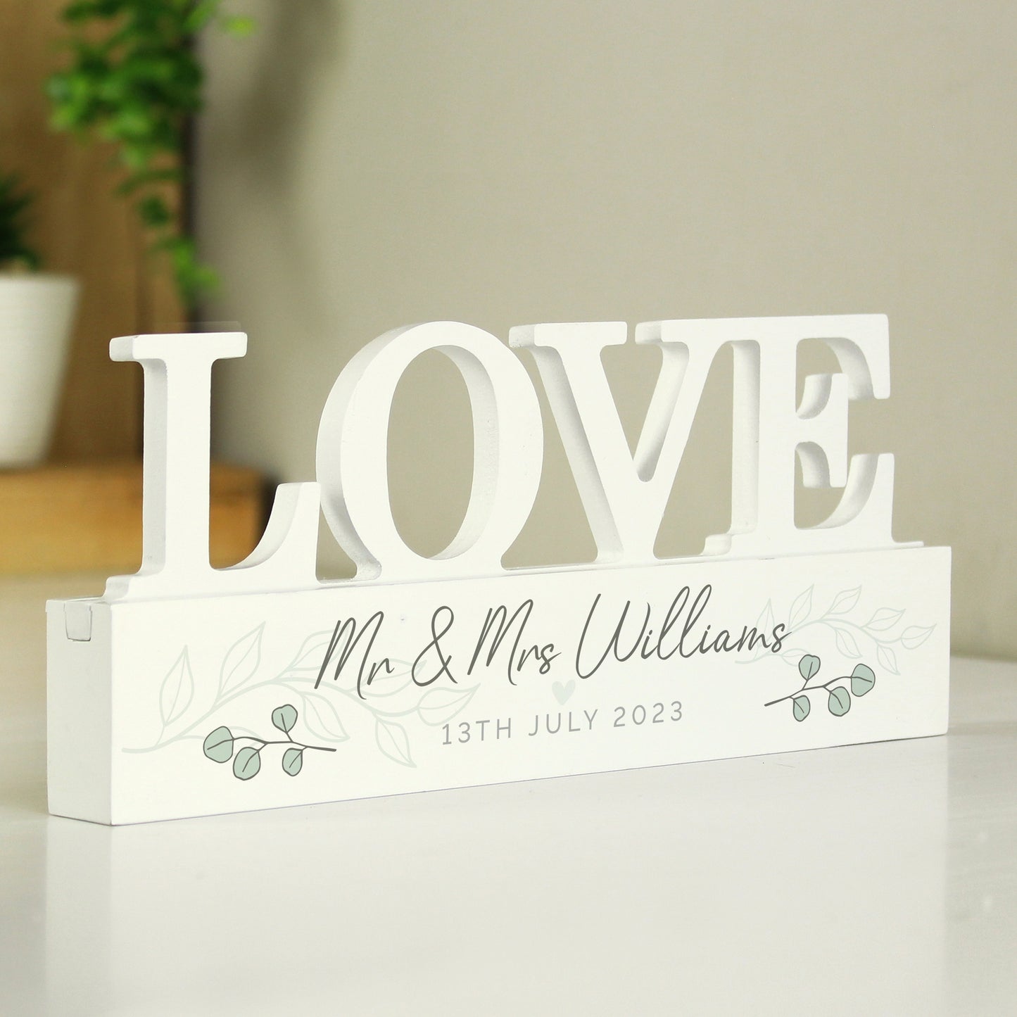 Personalised Botanical Wooden Love Ornament - MK&JD Gifts