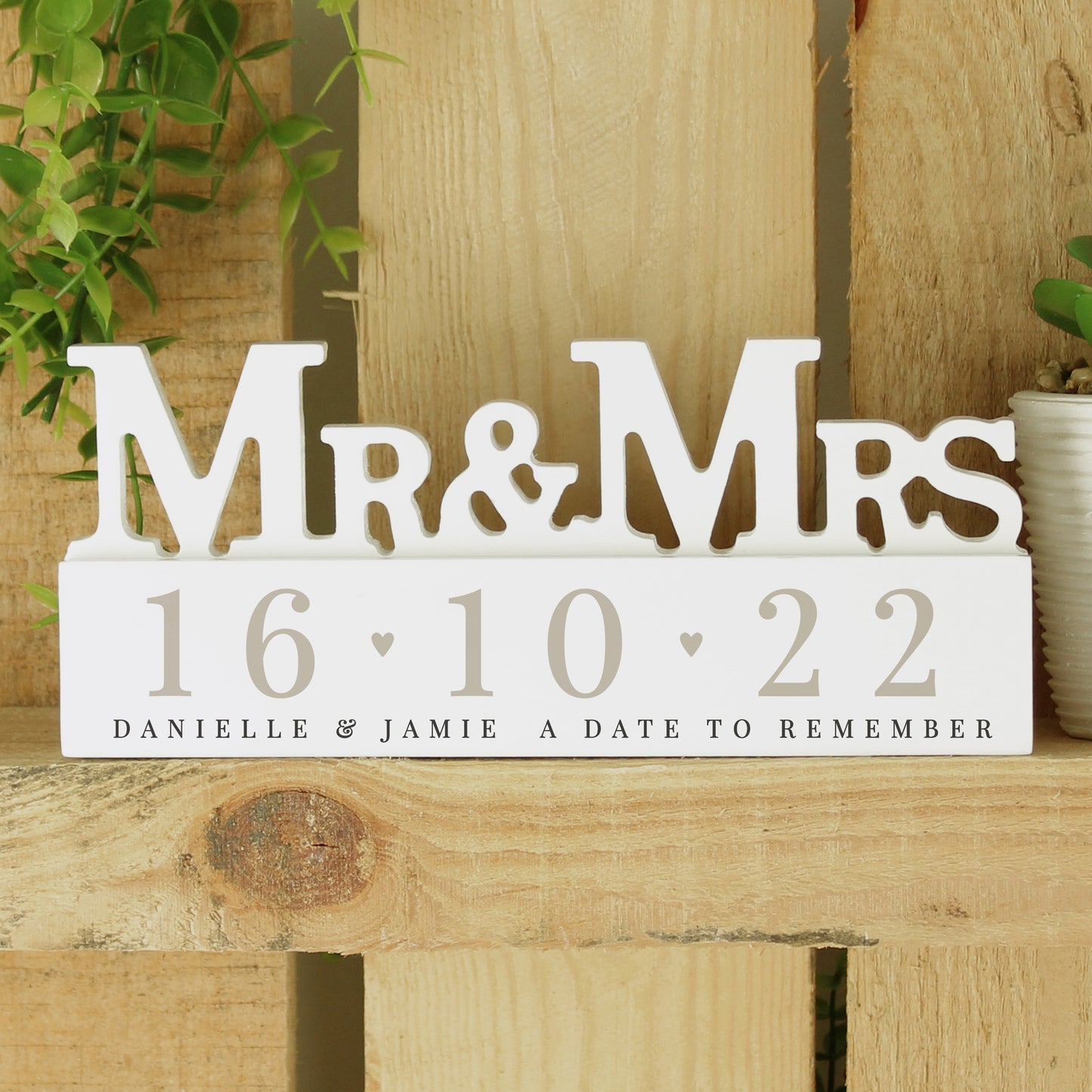 Personalised Special Date Wooden Mr & Mrs Ornament - MK&JD Gifts