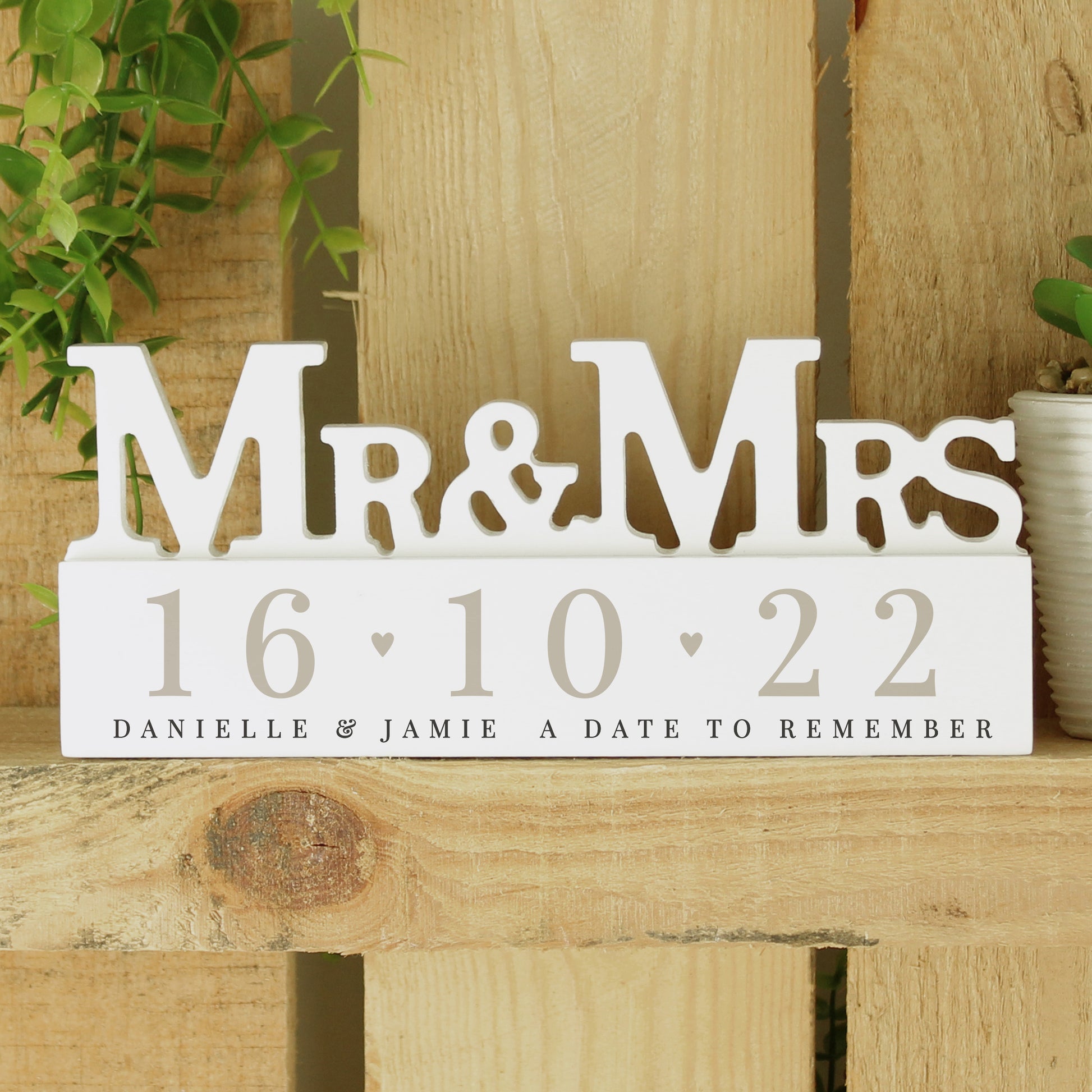 Personalised Special Date Wooden Mr & Mrs Ornament - MK&JD Gifts