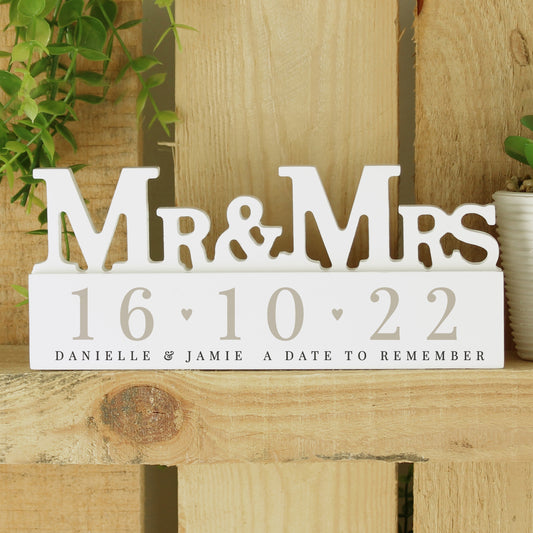Personalised Special Date Wooden Mr & Mrs Ornament - MK&JD Gifts