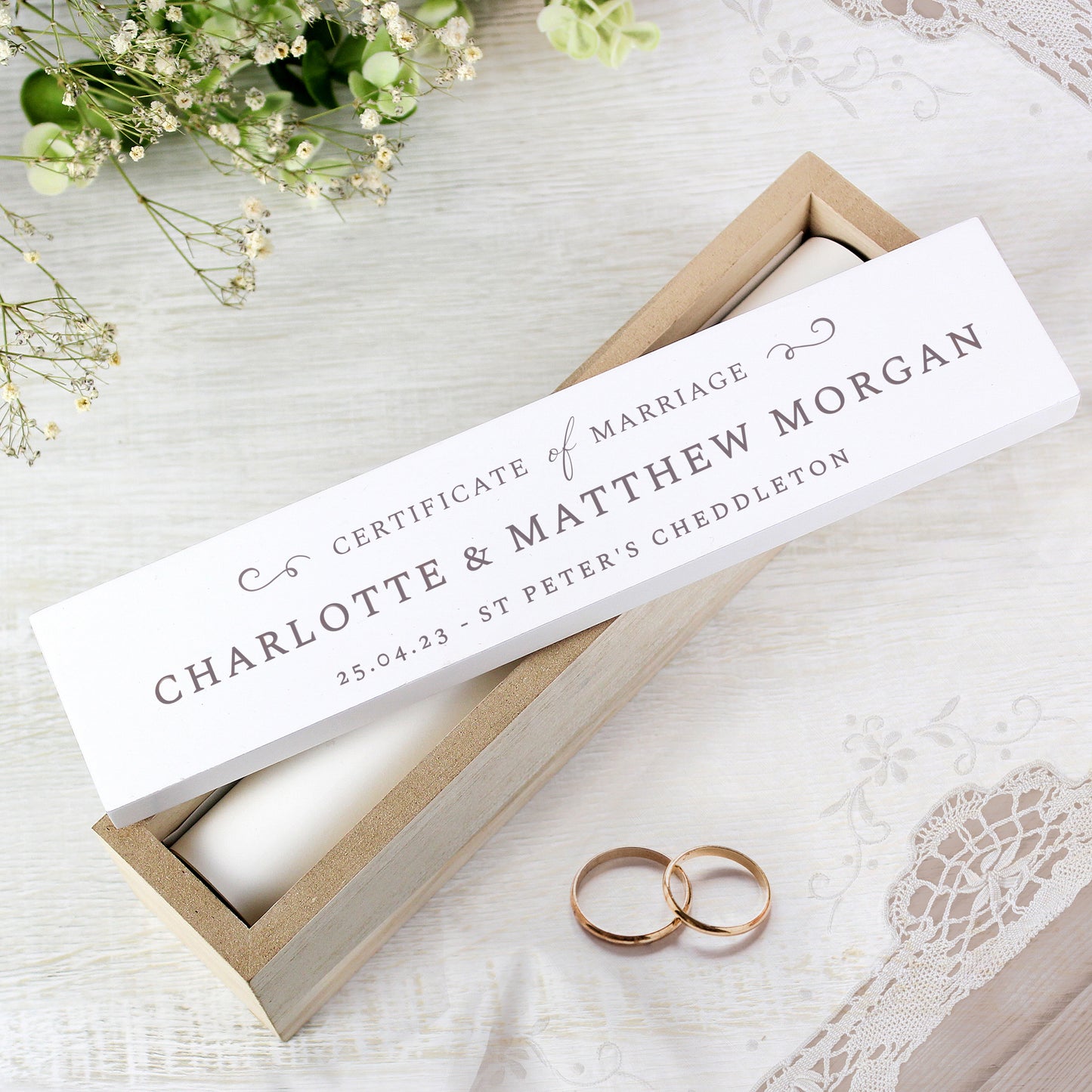 Personalised Wedding Wooden Certificate Holder - MK&JD Gifts