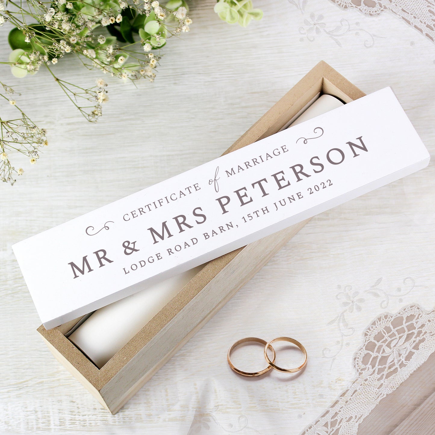 Personalised Wedding Wooden Certificate Holder - MK&JD Gifts