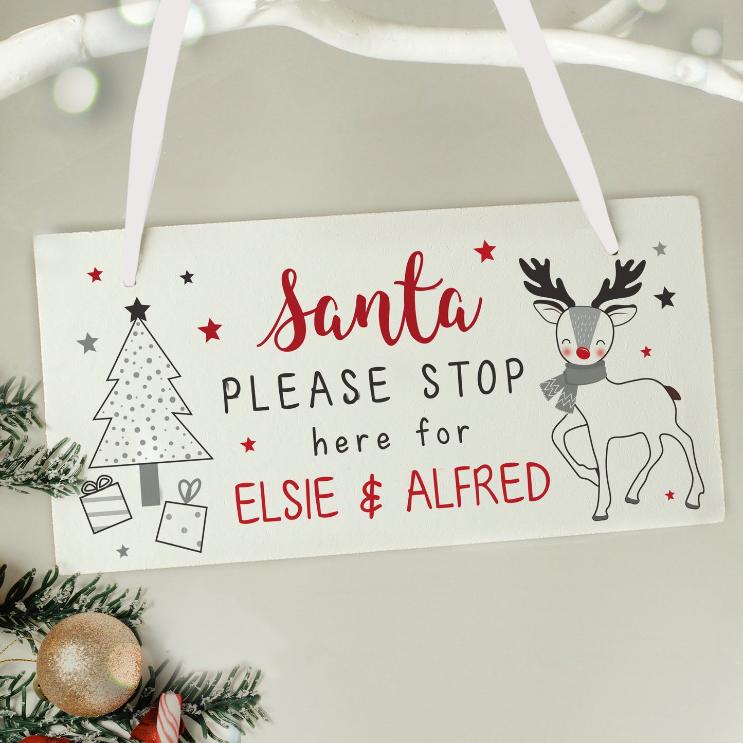 Personalised Rudolph Santa Please Stop Here Sign - MK&JD Gifts