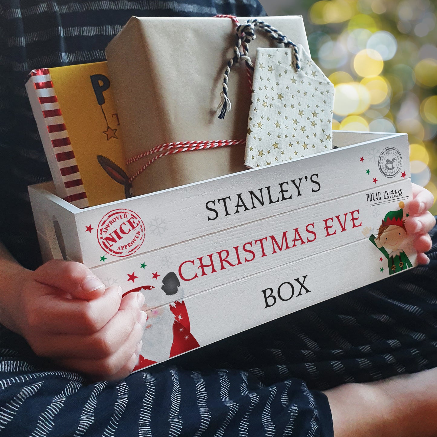 Personalised Christmas White Wooden Crate - MK&JD Gifts