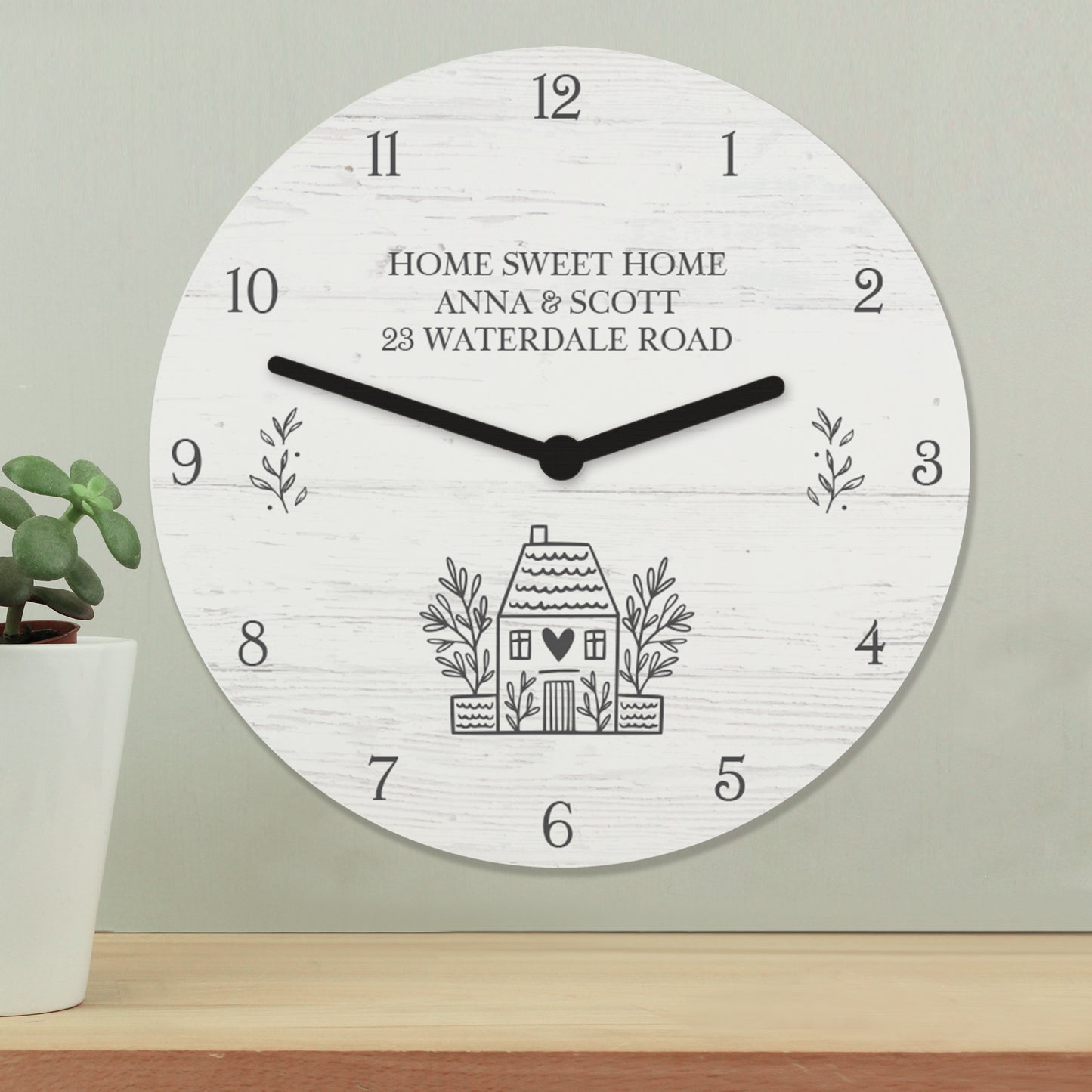 Personalised HOME Shabby Chic Wooden Clock - MK&JD Gifts