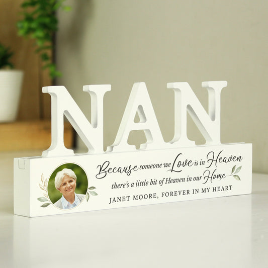 Personalised Botanical Memorial Photo Upload Wooden Nan Ornament - MK&JD Gifts