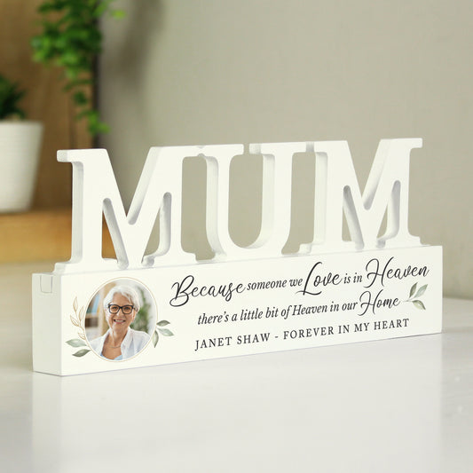Personalised Botanical Memorial Photo Upload Wooden Mum Ornament - MK&JD Gifts