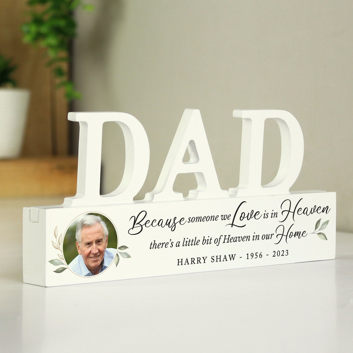 Personalised Botanical Memorial Photo Upload Wooden Dad Ornament - MK&JD Gifts