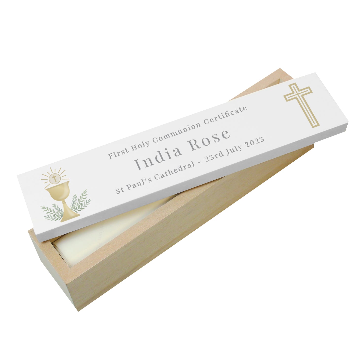 Personalised Religious Wooden Certificate Holder - MK&JD Gifts