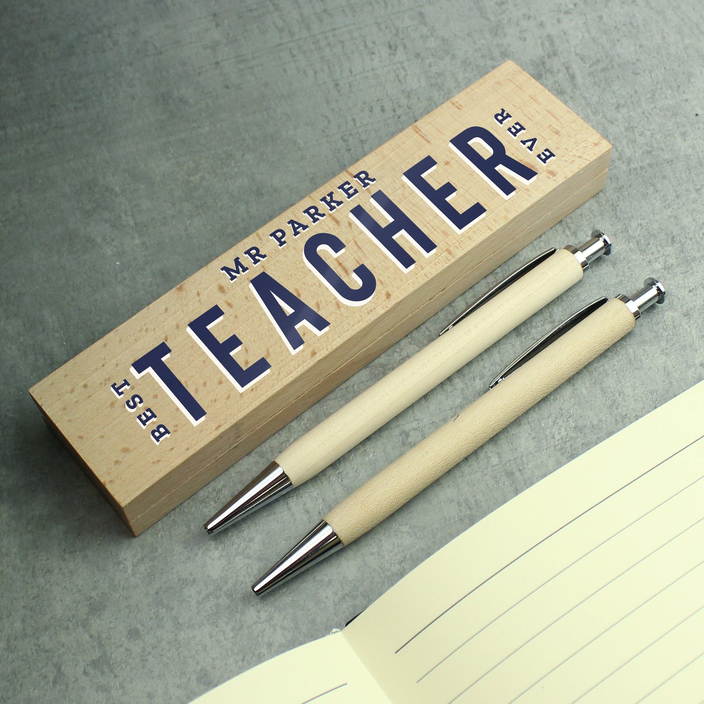 Personalised Best Teacher Wooden Pen and Pencil Set - MK&JD Gifts