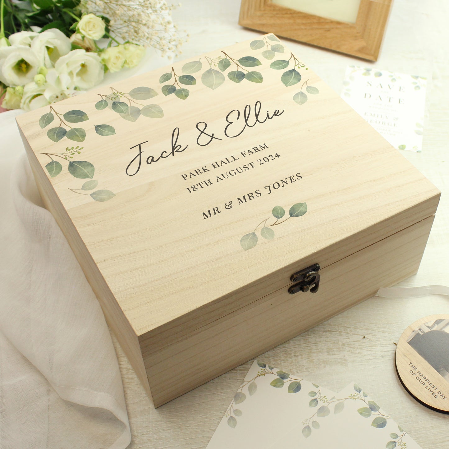 Personalised Botanical Wooden Keepsake box - MK&JD Gifts