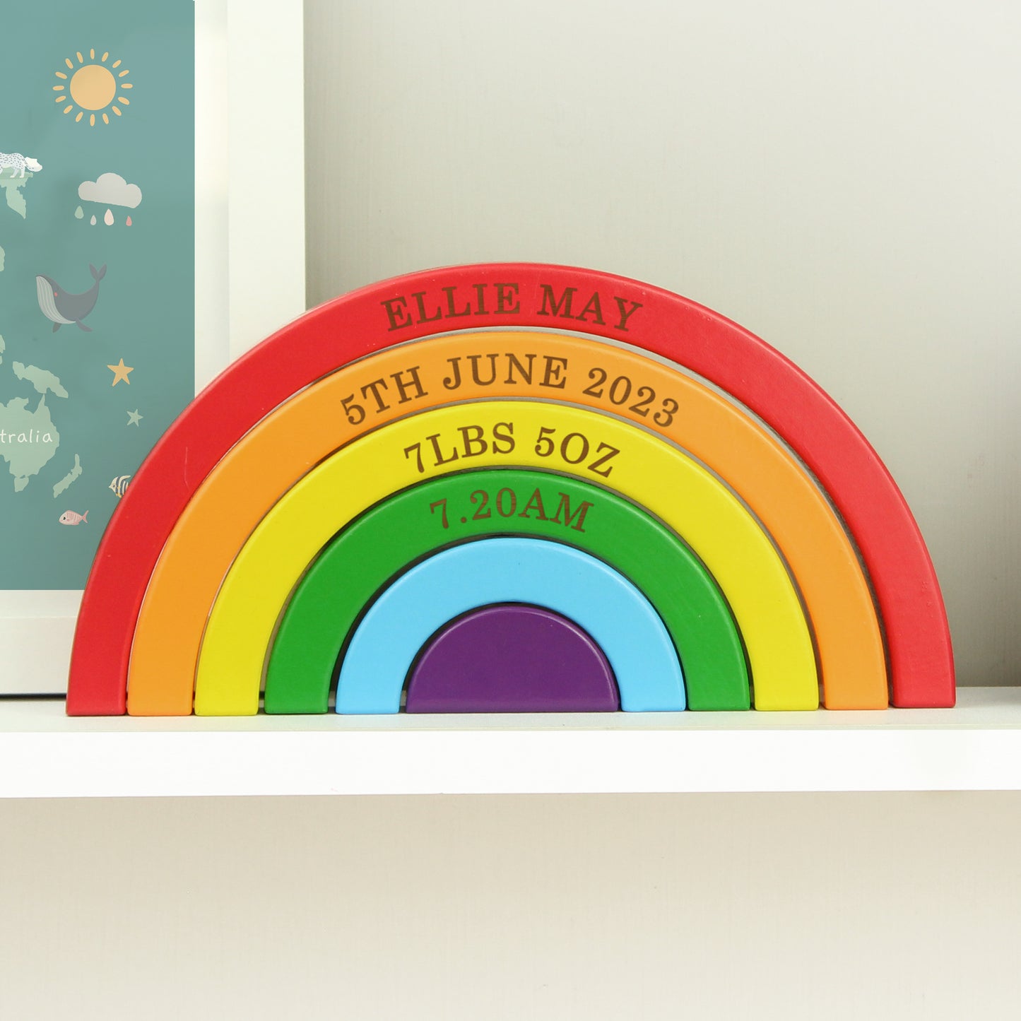 Personalised Wooden Rainbow Stacker - MK&JD Gifts