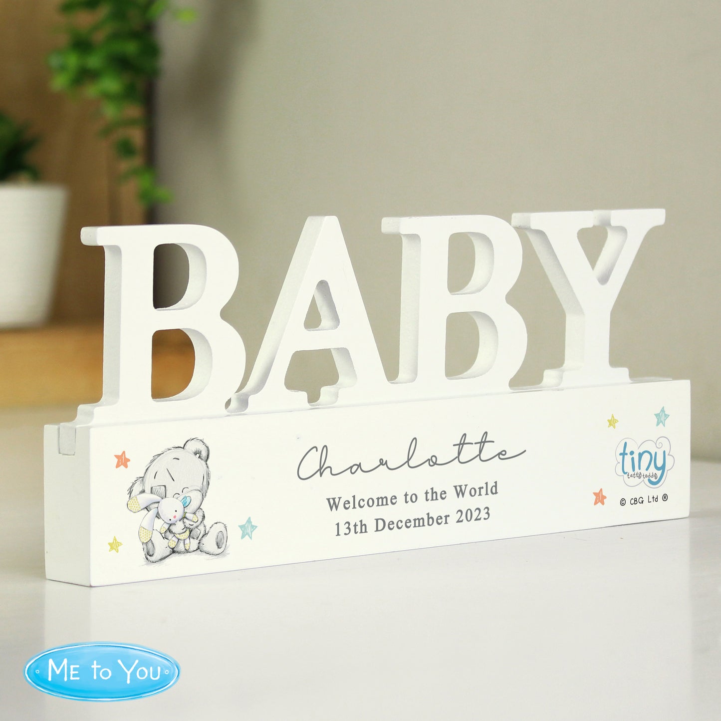 Personalised Tiny Tatty Teddy Wooden Baby Ornament - MK&JD Gifts