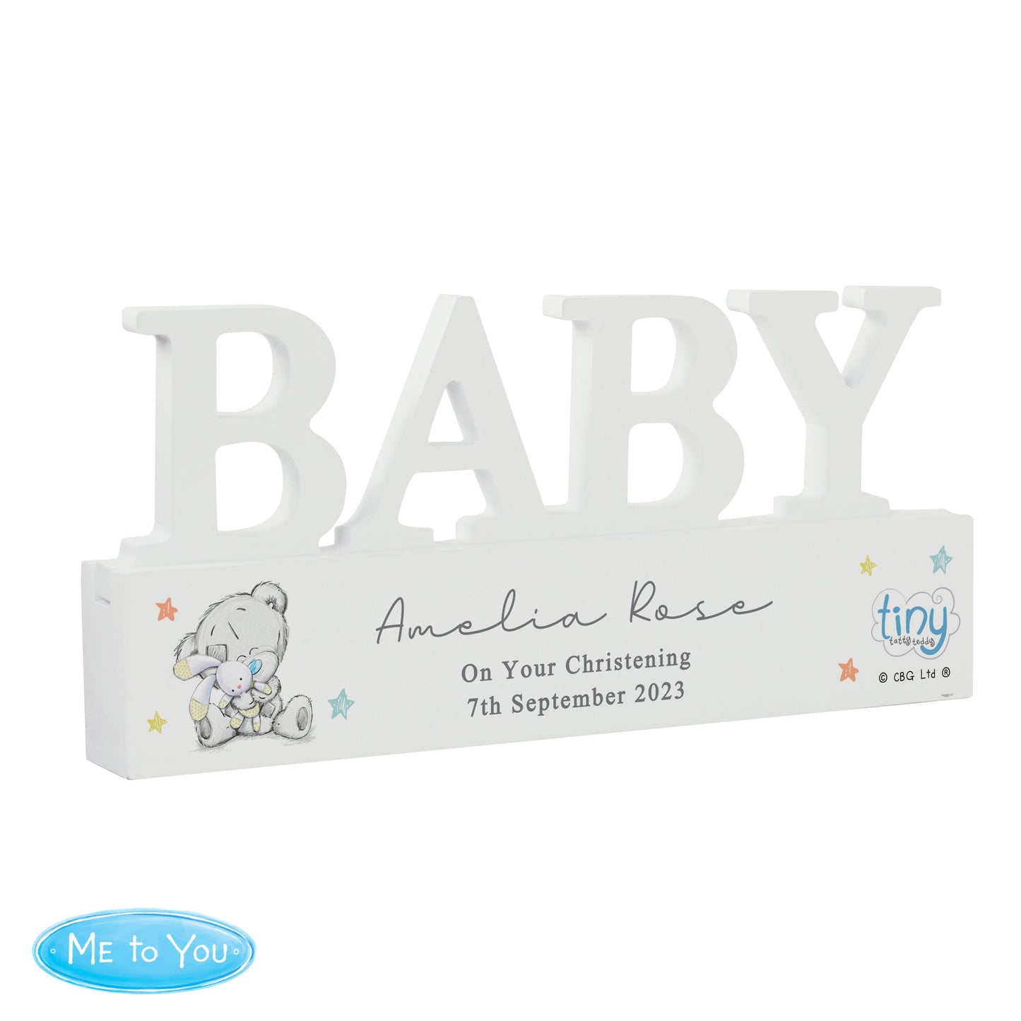 Personalised Tiny Tatty Teddy Wooden Baby Ornament - MK&JD Gifts