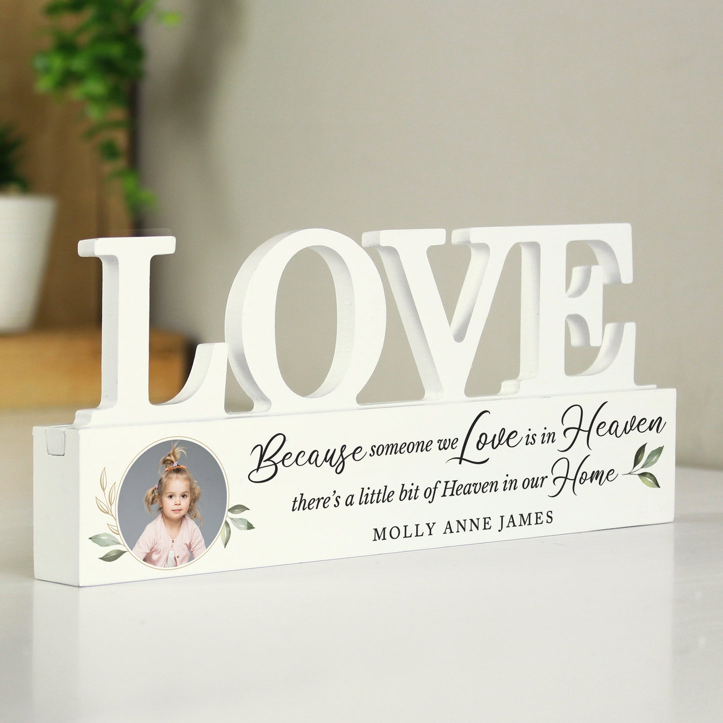 Personalised Botanical Memorial Photo Upload Wooden Love Ornament - MK&JD Gifts
