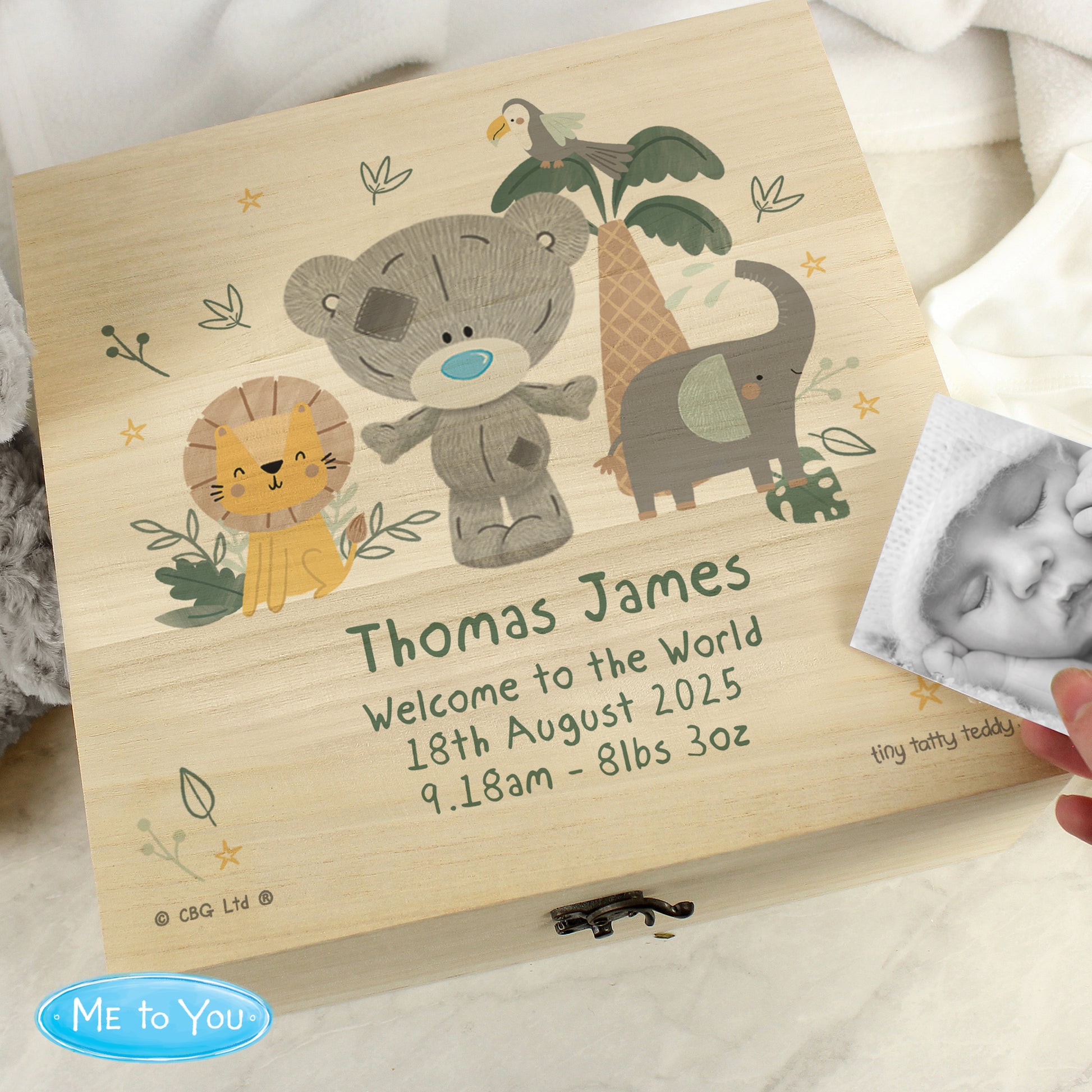 Personalised Tiny Tatty Teddy Jungle Animals Keepsake Box - MK&JD Gifts