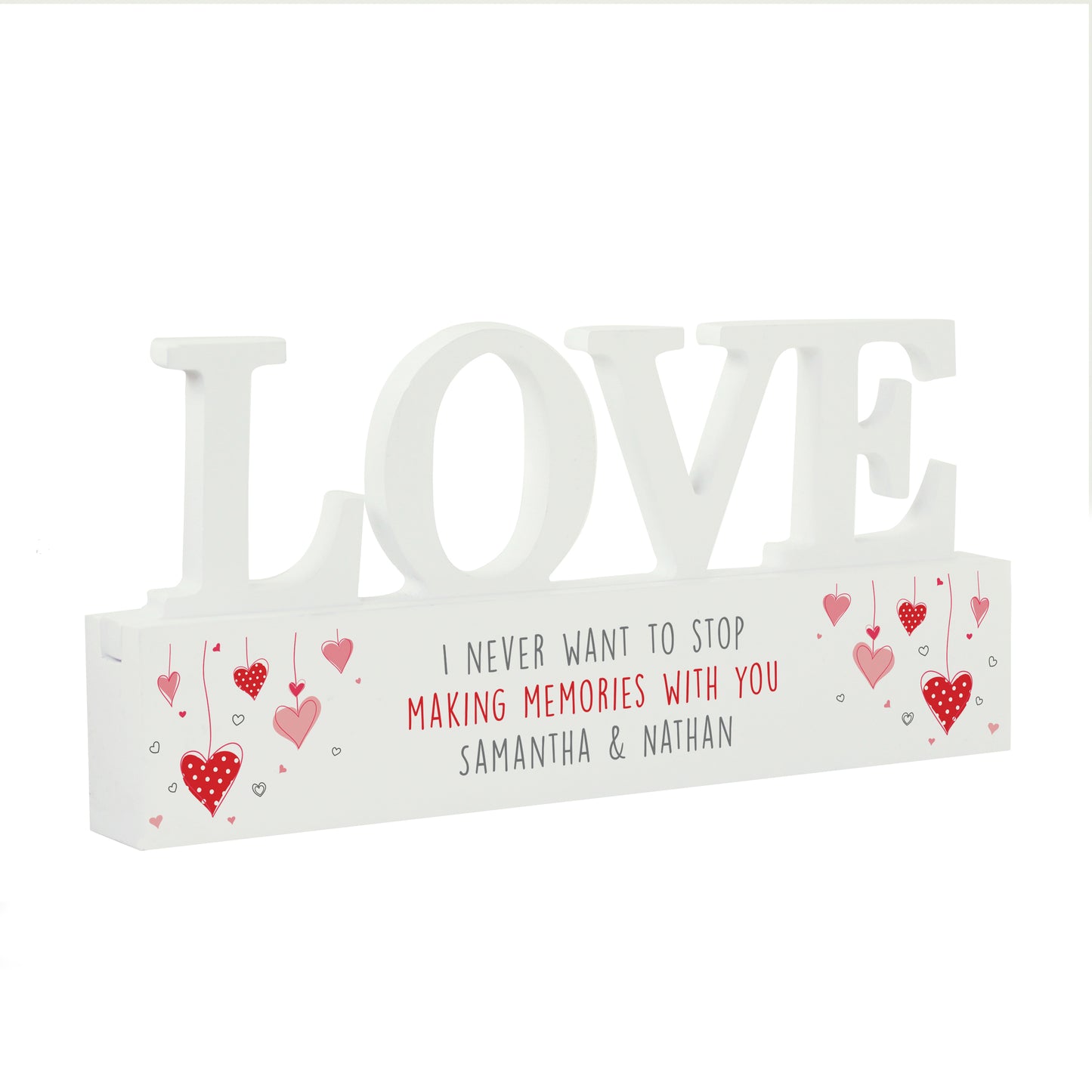 Personalised Red Hearts Wooden Love Ornament - MK&JD Gifts