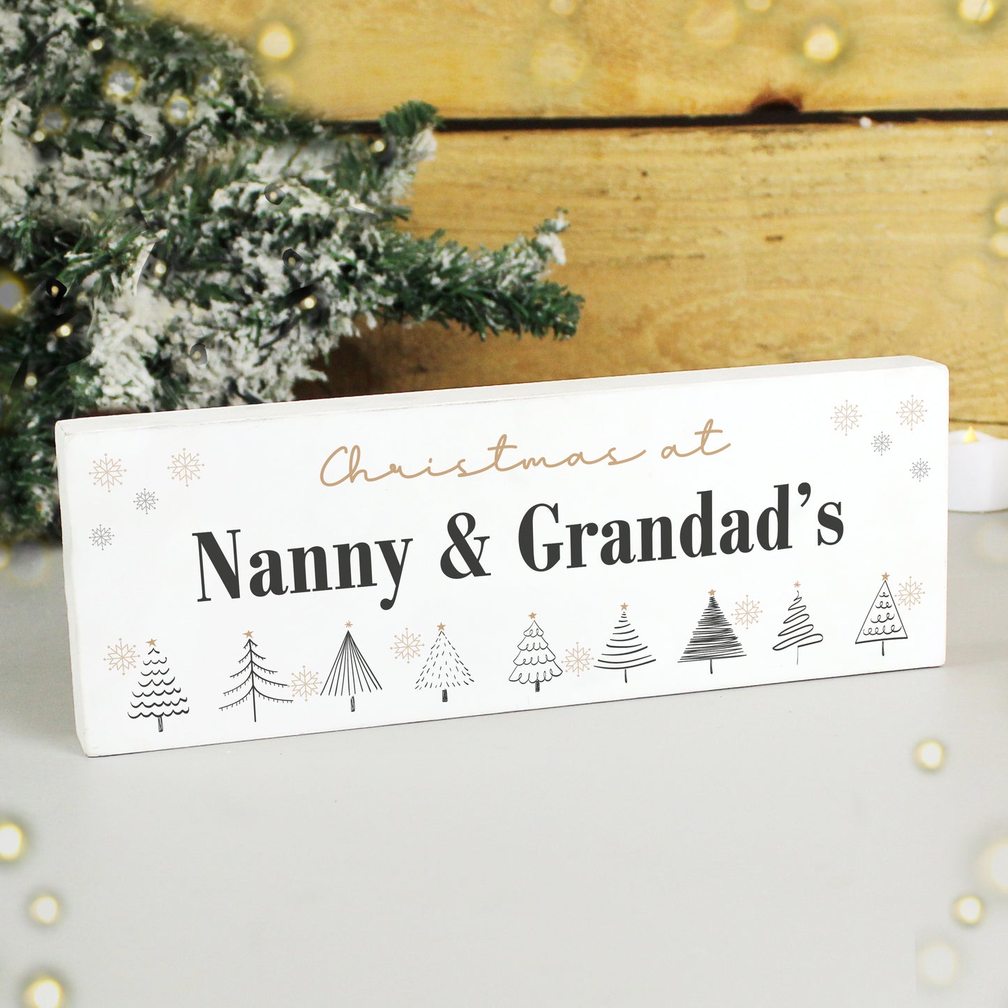 Personalised Christmas Tree Wooden Mantel Decoration - MK&JD Gifts