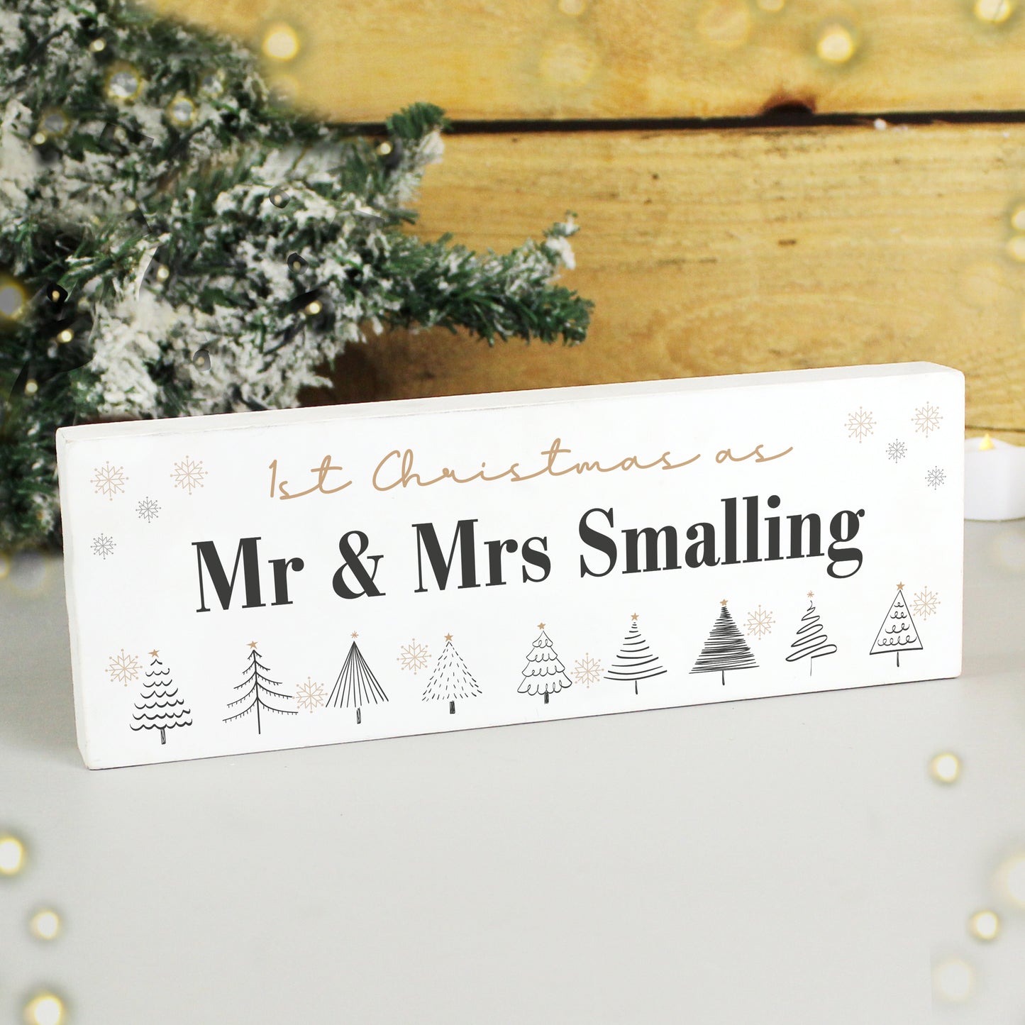 Personalised Christmas Tree Wooden Mantel Decoration - MK&JD Gifts
