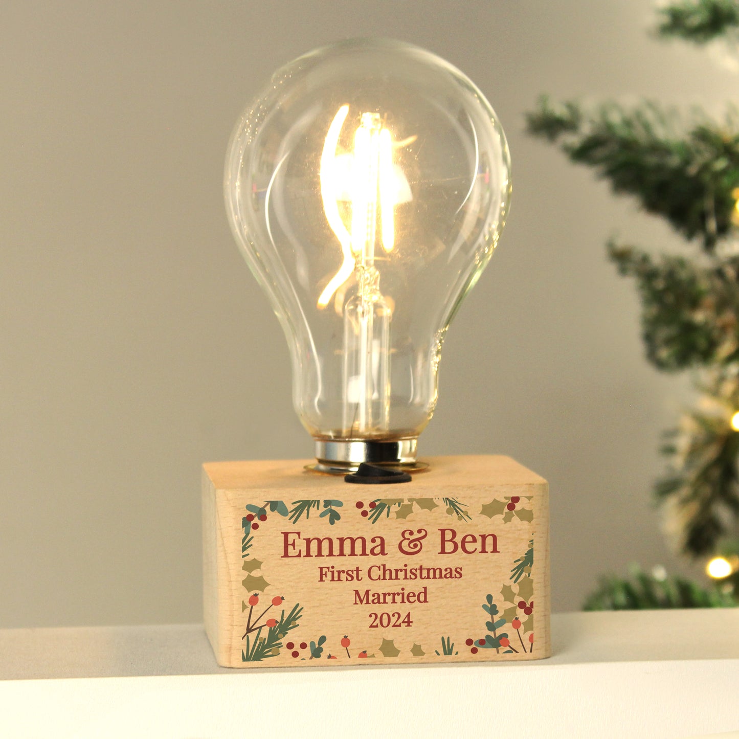 Personalised Christmas Foliage Light Bulb - MK&JD Gifts