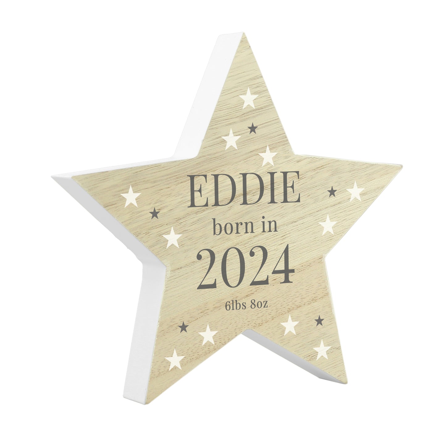 Personalised Born In Wooden Star Ornament - MK&JD Gifts