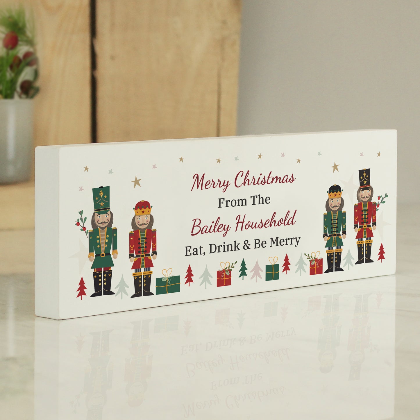 Personalised Christmas Nutcracker Wooden Mantel Decoration - MK&JD Gifts