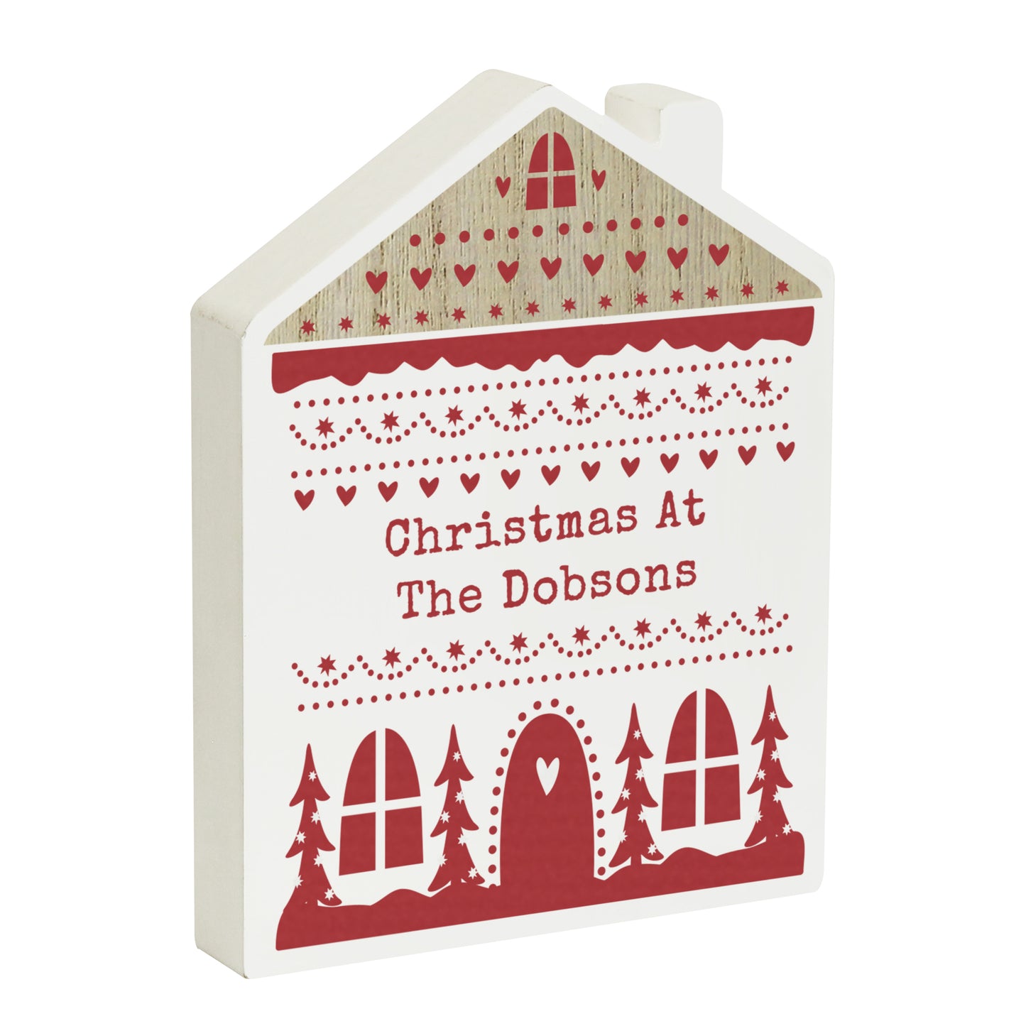 Personalised Christmas Fair Isle Wooden House Ornament - MK&JD Gifts