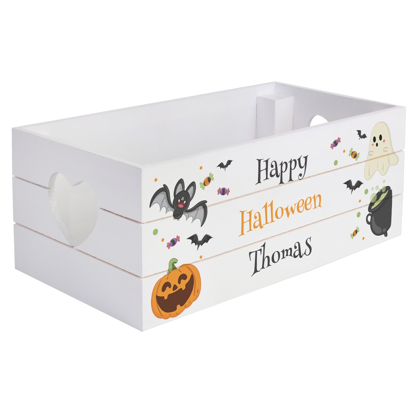 Personalised Halloween Small Wooden Treats Crate - MK&JD Gifts