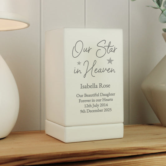 Personalised Our Star in Heaven Small Wooden Urn - MK&JD Gifts