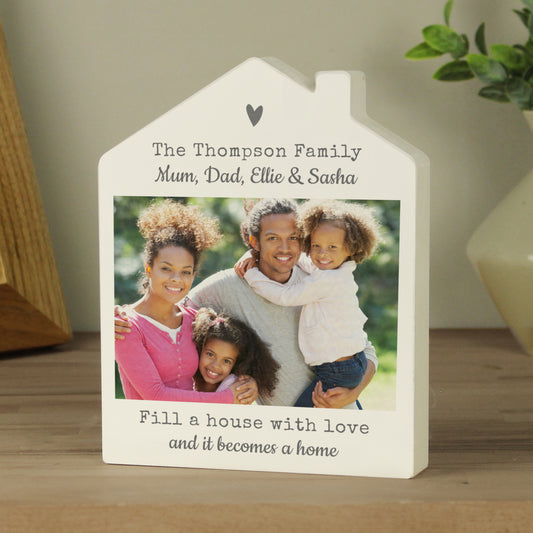 Personalised Wild Flowers Photo Upload Wooden House Ornament - MK&JD Gifts