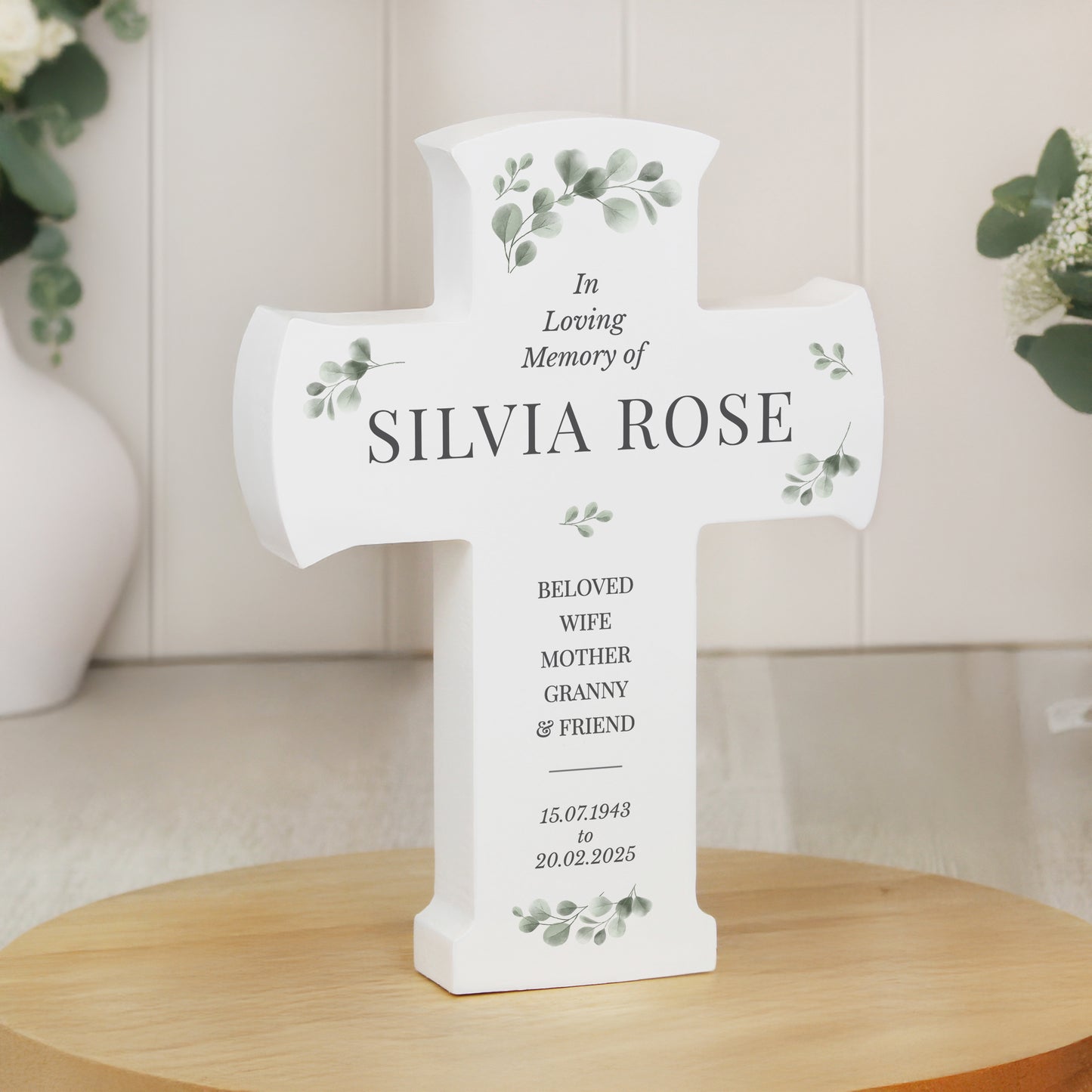 Personalised Memorial Cross Wooden Ornament - MK&JD Gifts