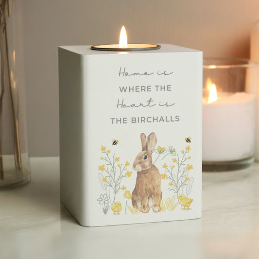 Personalised Spring Bunny Tealight Holder - MK&JD Gifts