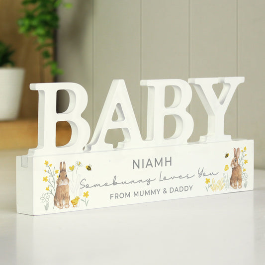 Personalised Spring Bunny Baby Wooden Ornament - MK&JD Gifts