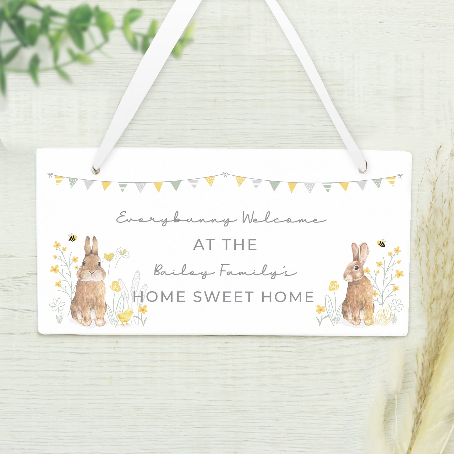 Personalised Spring Bunny Wooden Sign - MK&JD Gifts