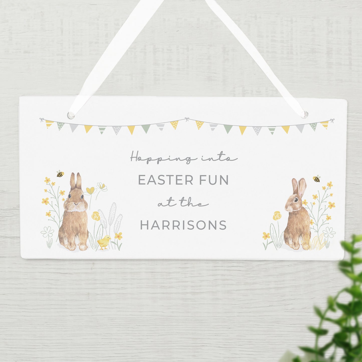 Personalised Spring Bunny Wooden Sign - MK&JD Gifts