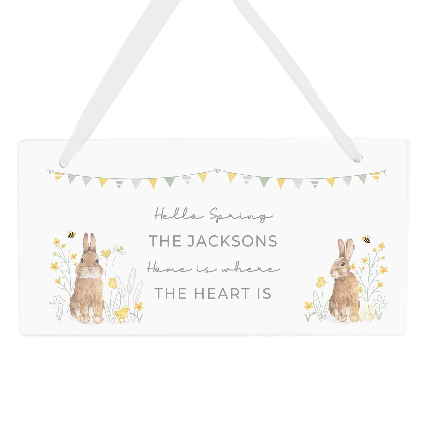 Personalised Spring Bunny Wooden Sign - MK&JD Gifts
