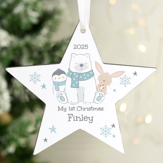 Personalised Polar Bear Christmas Star Ornament - MK&JD Gifts