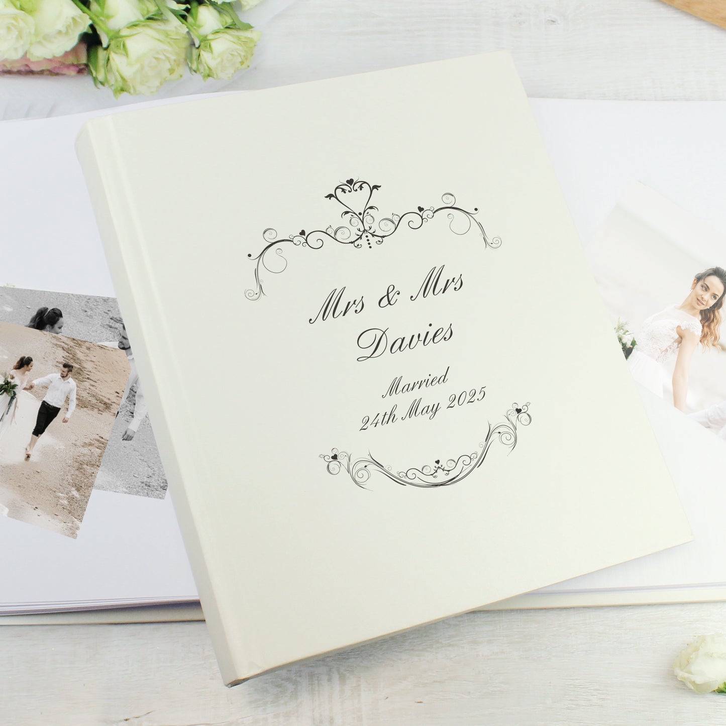 Personalised Black Ornate Swirl Traditional Photo Album - MK&JD Gifts
