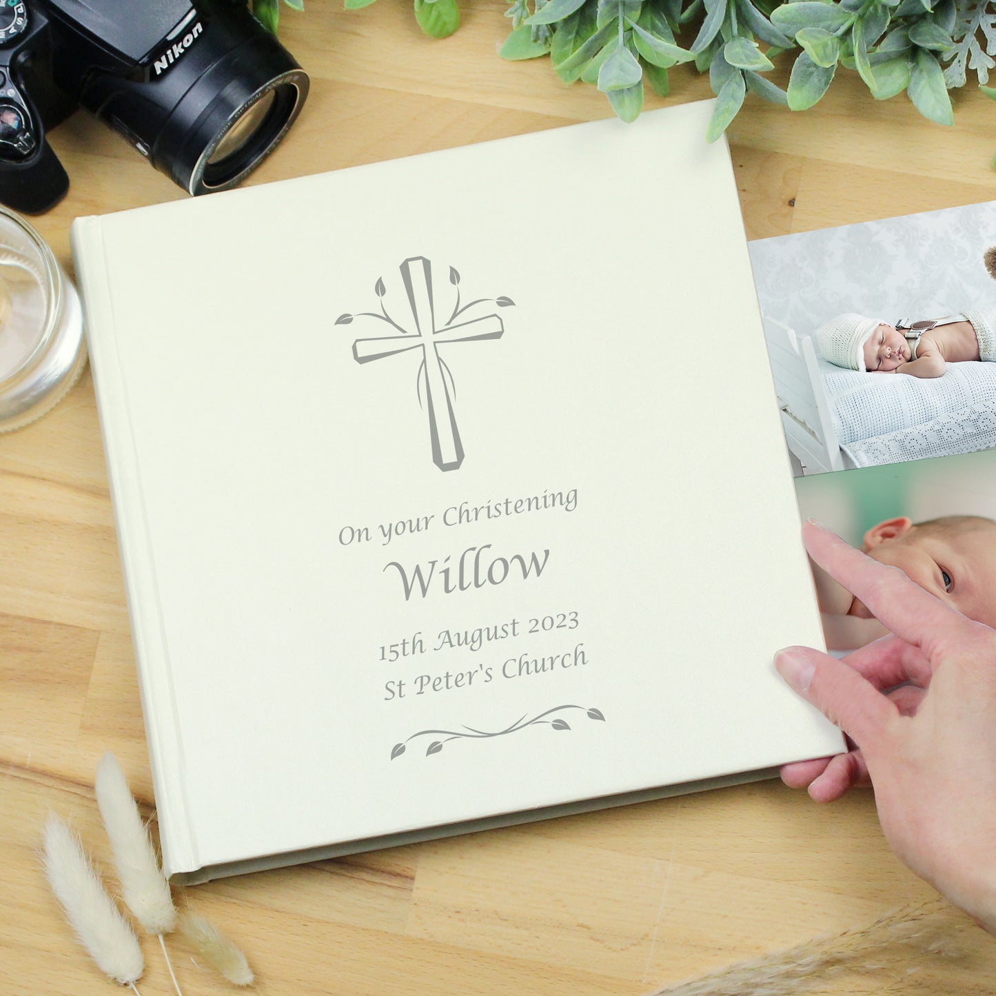 Personalised Silver Cross Square Photo Album - MK&JD Gifts