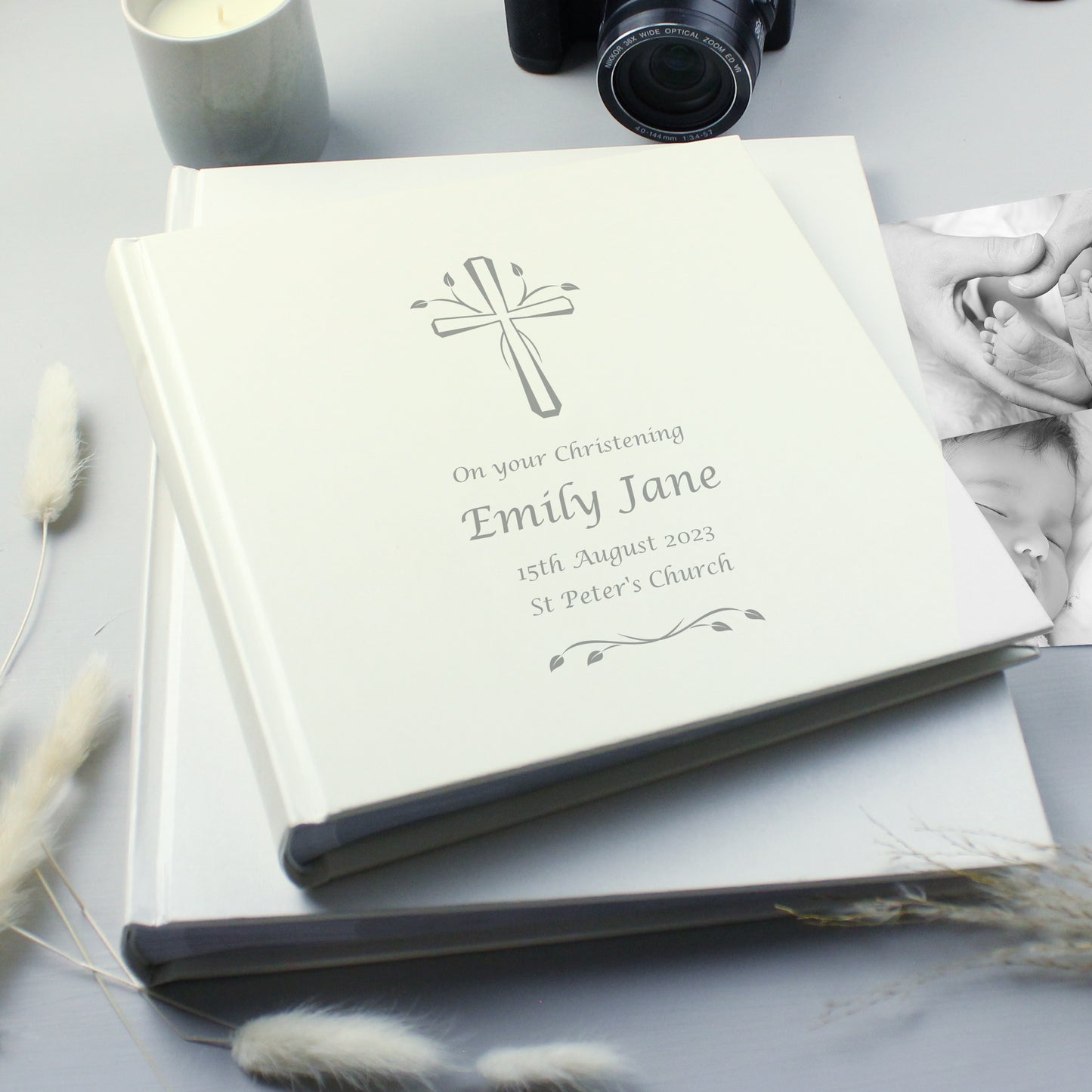 Personalised Silver Cross Square Photo Album - MK&JD Gifts