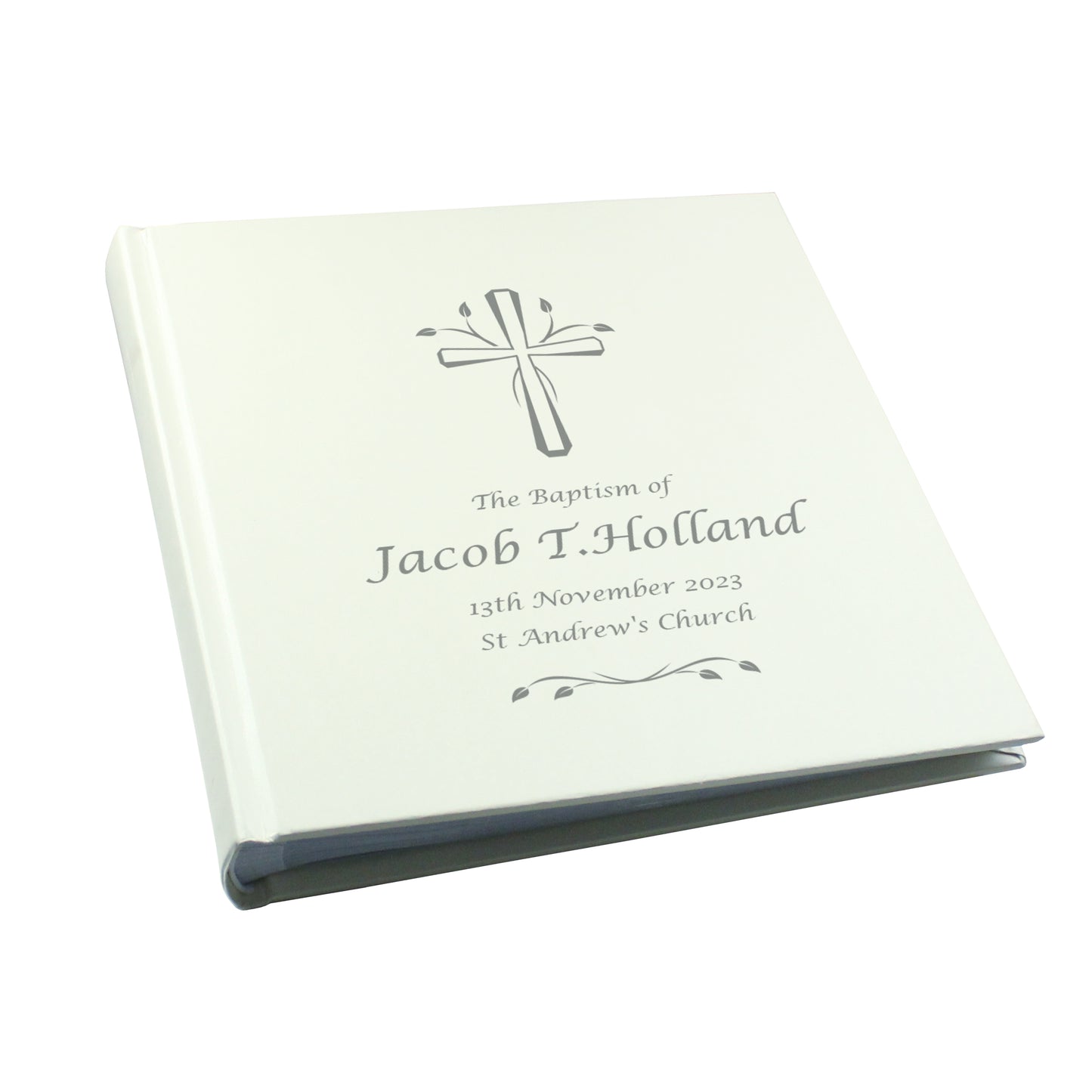 Personalised Silver Cross Square Photo Album - MK&JD Gifts