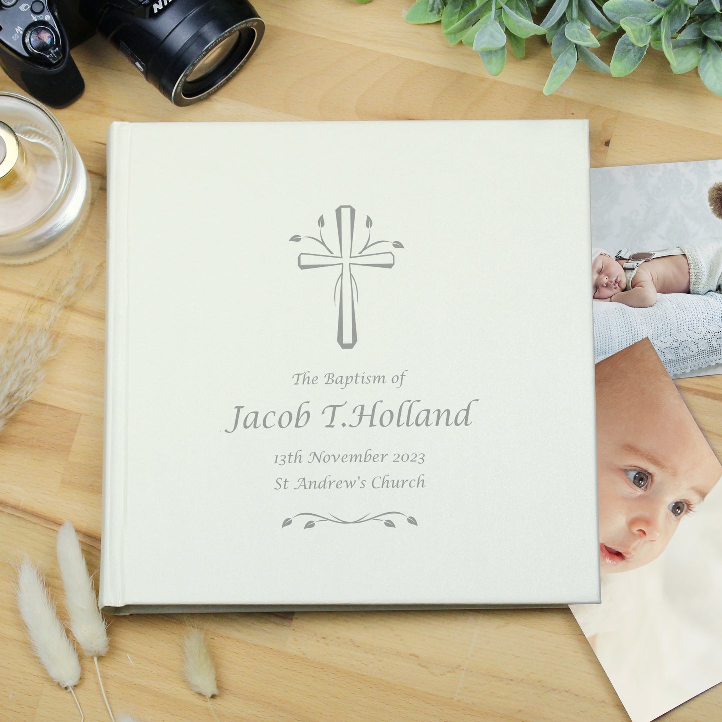 Personalised Silver Cross Square Photo Album - MK&JD Gifts