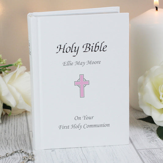 Personalised Pink Cross Bible - MK&JD Gifts